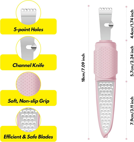 Lemon Zester Tool with Channel Knife, Stainless Steel Citrus Zester Tool, Lemon Peeler, Zesters for Kitchen, Ultra Sharp 2-in-1 Tool Easily Creates Citrus Zest, Pink
