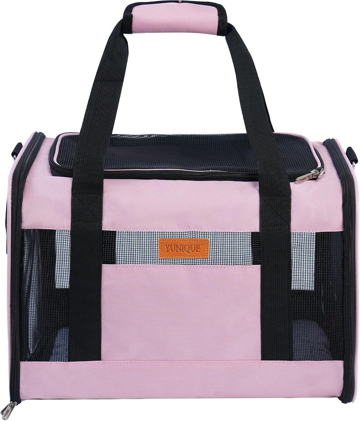Soft-Sided Cat & Dog Carrier for Pets Up to 15 Lbs, Airline Approved Collapsible Travel Puppy Carrier with Lightweight Fabric Design (Pink)