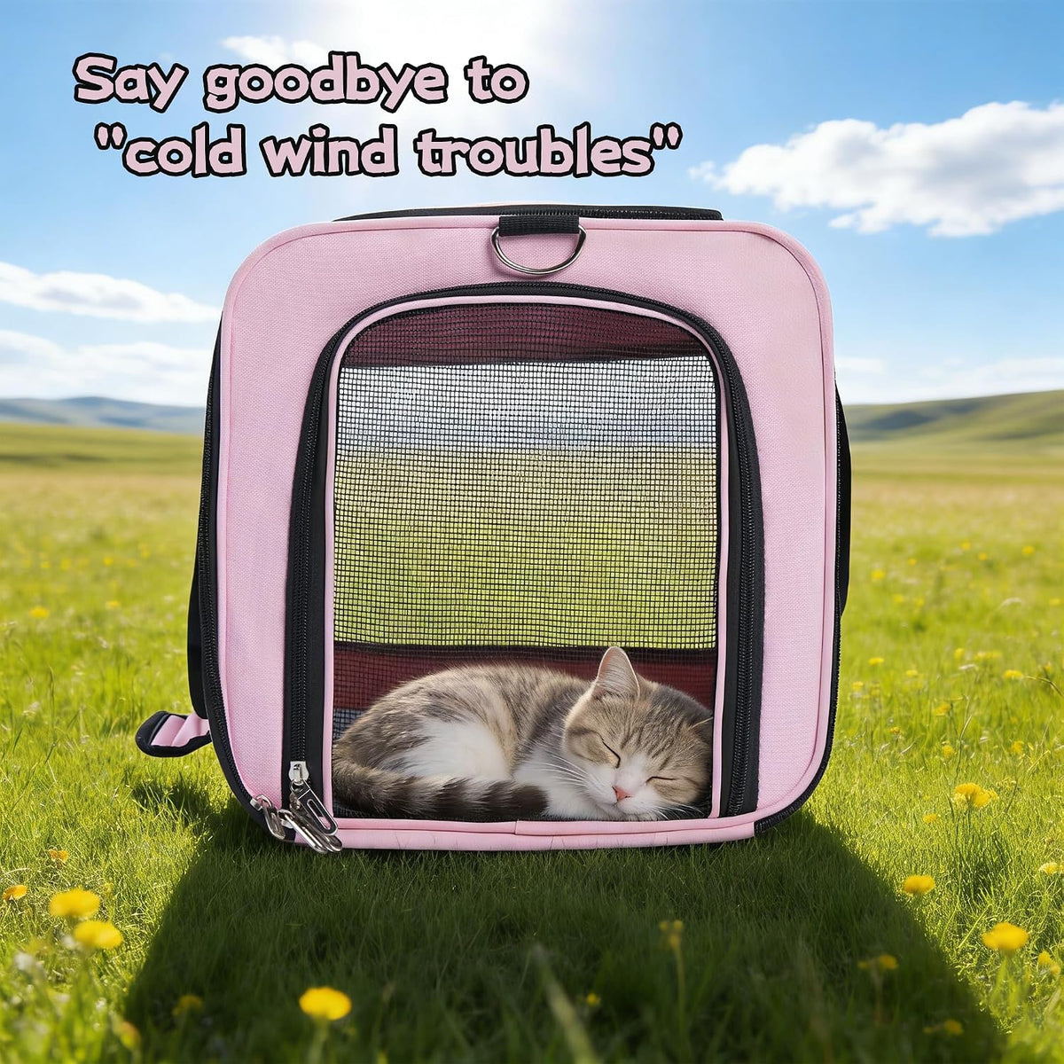 Soft-Sided Cat & Dog Carrier for Pets Up to 15 Lbs, Airline Approved Collapsible Travel Puppy Carrier with Lightweight Fabric Design (Pink)