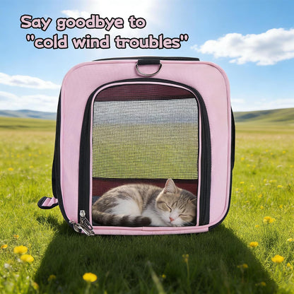 Soft-Sided Cat & Dog Carrier for Pets Up to 15 Lbs, Airline Approved Collapsible Travel Puppy Carrier with Lightweight Fabric Design (Pink)