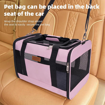 Soft-Sided Cat & Dog Carrier for Pets Up to 15 Lbs, Airline Approved Collapsible Travel Puppy Carrier with Lightweight Fabric Design (Pink)