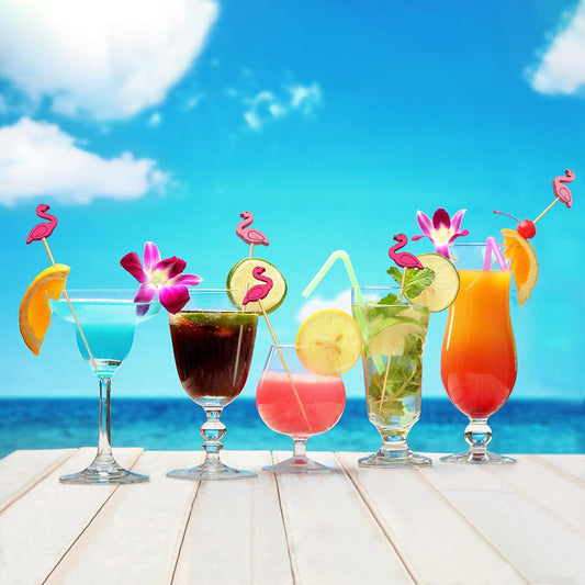 250 PCS Cocktail Picks Cute Flamingo Handmade Sticks Wooden Fruit Toothpicks Party Decorations Appetizer Skewers