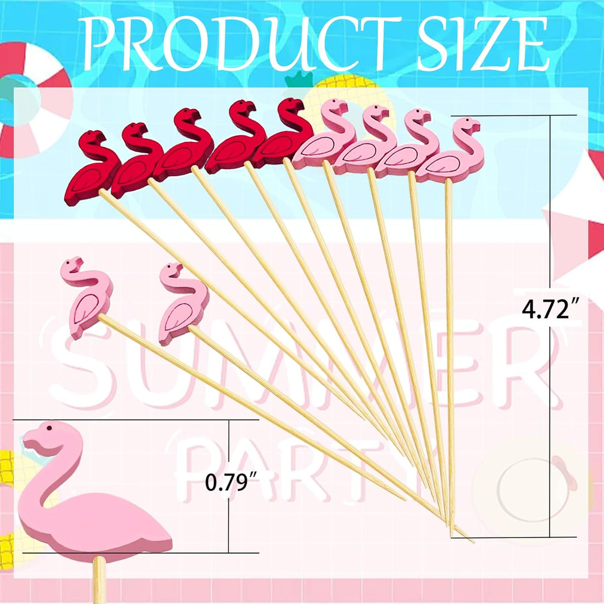 250 PCS Cocktail Picks Cute Flamingo Handmade Sticks Wooden Fruit Toothpicks Party Decorations Appetizer Skewers