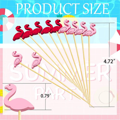 250 PCS Cocktail Picks Cute Flamingo Handmade Sticks Wooden Fruit Toothpicks Party Decorations Appetizer Skewers