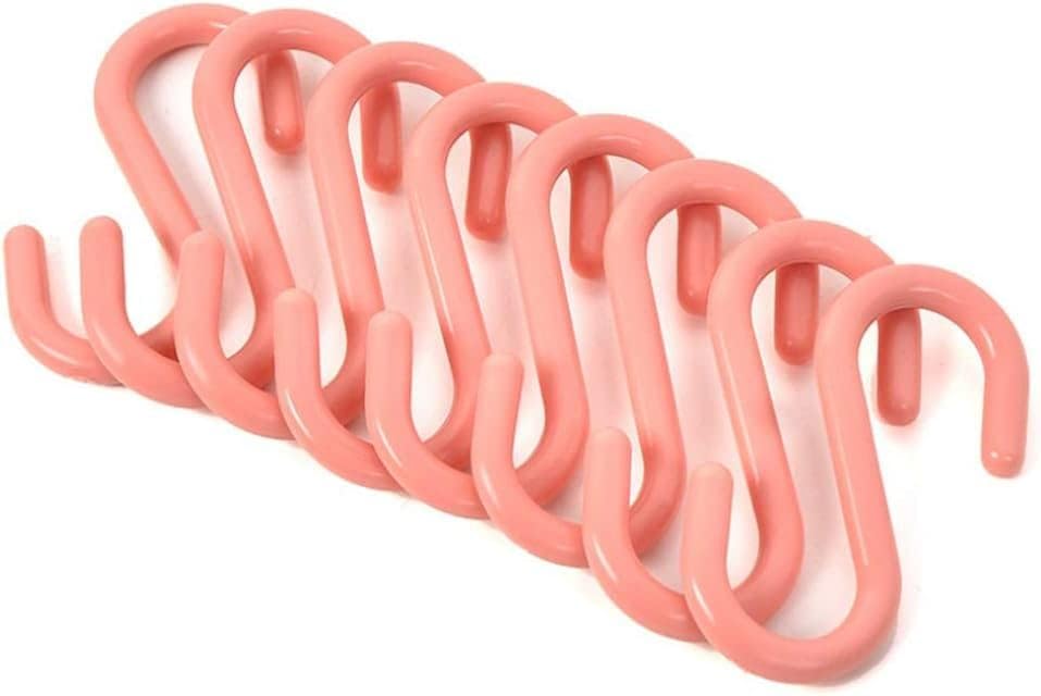 8Pcs Pink S-Shaped Hooks,Plastic Clothes Hangers Multi-Purpose Storage Racks Portable Key Holders, Hanging Bathroom Organizers,Utility Stable Industrial Hooks,Home Storage