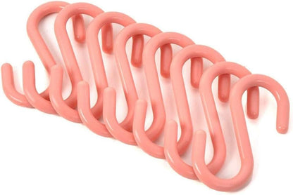 8Pcs Pink S-Shaped Hooks,Plastic Clothes Hangers Multi-Purpose Storage Racks Portable Key Holders, Hanging Bathroom Organizers,Utility Stable Industrial Hooks,Home Storage