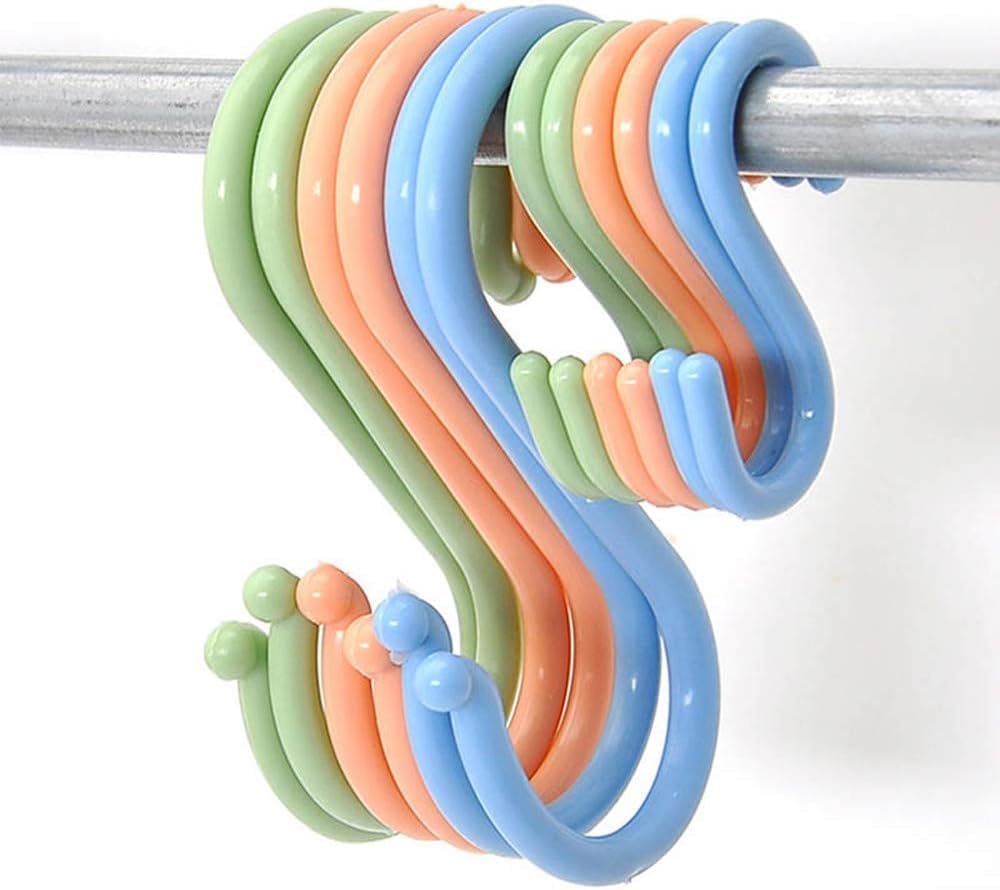 8Pcs Pink S-Shaped Hooks,Plastic Clothes Hangers Multi-Purpose Storage Racks Portable Key Holders, Hanging Bathroom Organizers,Utility Stable Industrial Hooks,Home Storage