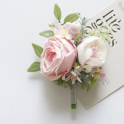 Corsage and Boutonniere Set, Pink, 2 Pieces (W1-22)