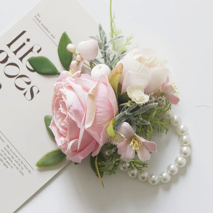 Corsage and Boutonniere Set, Pink, 2 Pieces (W1-22)