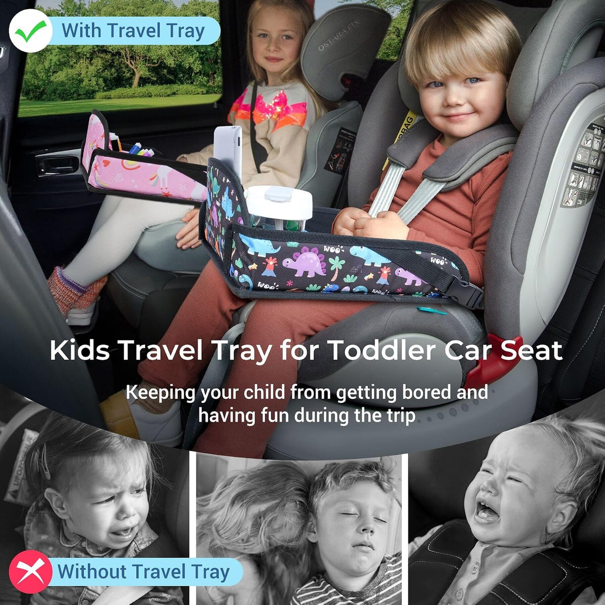 2PCS Kids Travel Tray for Toddler Car Seat