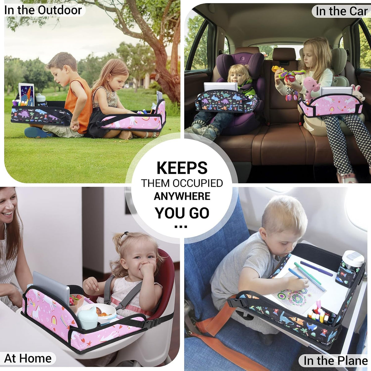 2PCS Kids Travel Tray for Toddler Car Seat