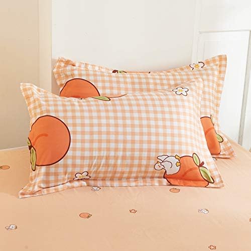 Pink Peaches Duvet Cover Cute Stripes Cartoons Sweet and Freshen Fruit Elements Pattern Quilt Cover Bedding for Women Soft Microfiber Quilt Cover Twin/Full/Queen/King (3/4 PCS) (1,Full—3pcs)