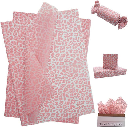 Pink Leopard Wrapping Paper 60 Sheets 20x14in uitable for Birthdays, Thanksgiving, Halloween, Christmas and Other Holidays and Party Gift Packaging. ﻿ (Pink)