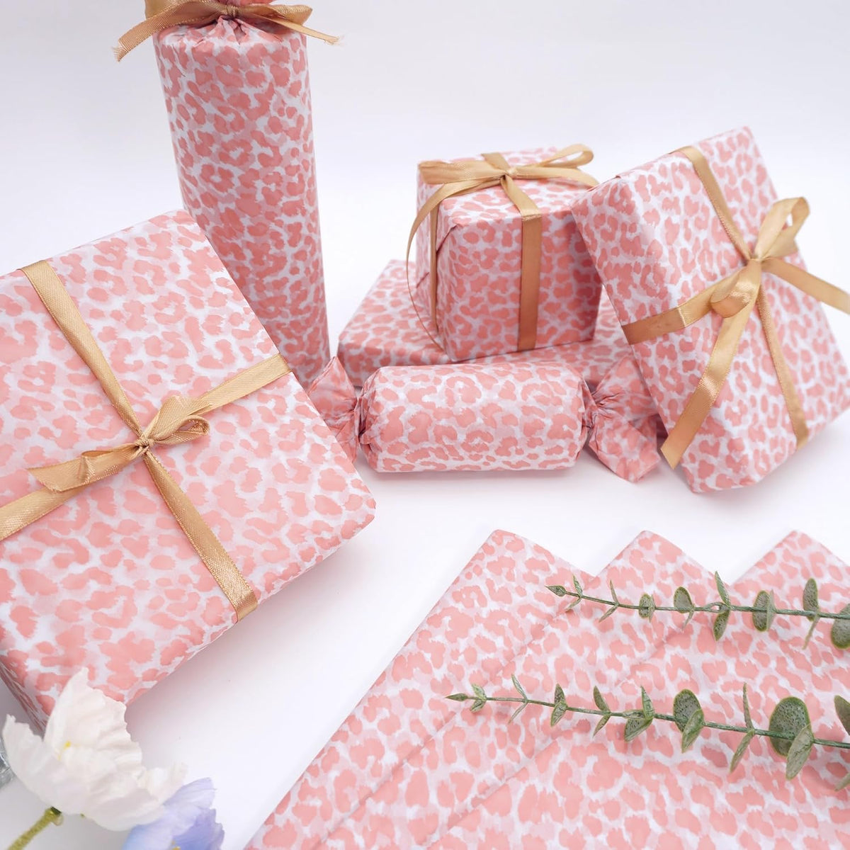 Pink Leopard Wrapping Paper 60 Sheets 20x14in uitable for Birthdays, Thanksgiving, Halloween, Christmas and Other Holidays and Party Gift Packaging. ﻿ (Pink)