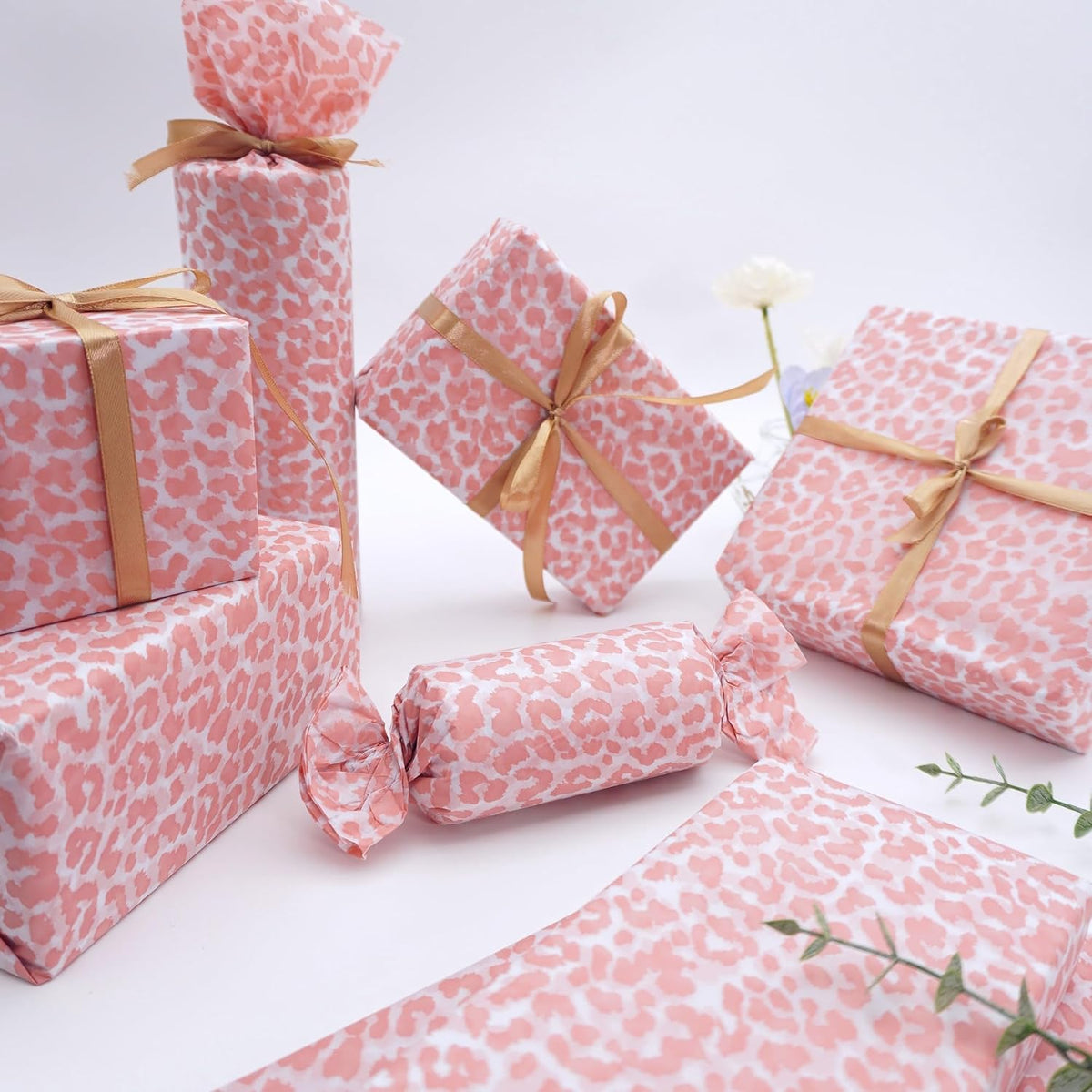 Pink Leopard Wrapping Paper 60 Sheets 20x14in uitable for Birthdays, Thanksgiving, Halloween, Christmas and Other Holidays and Party Gift Packaging. ﻿ (Pink)