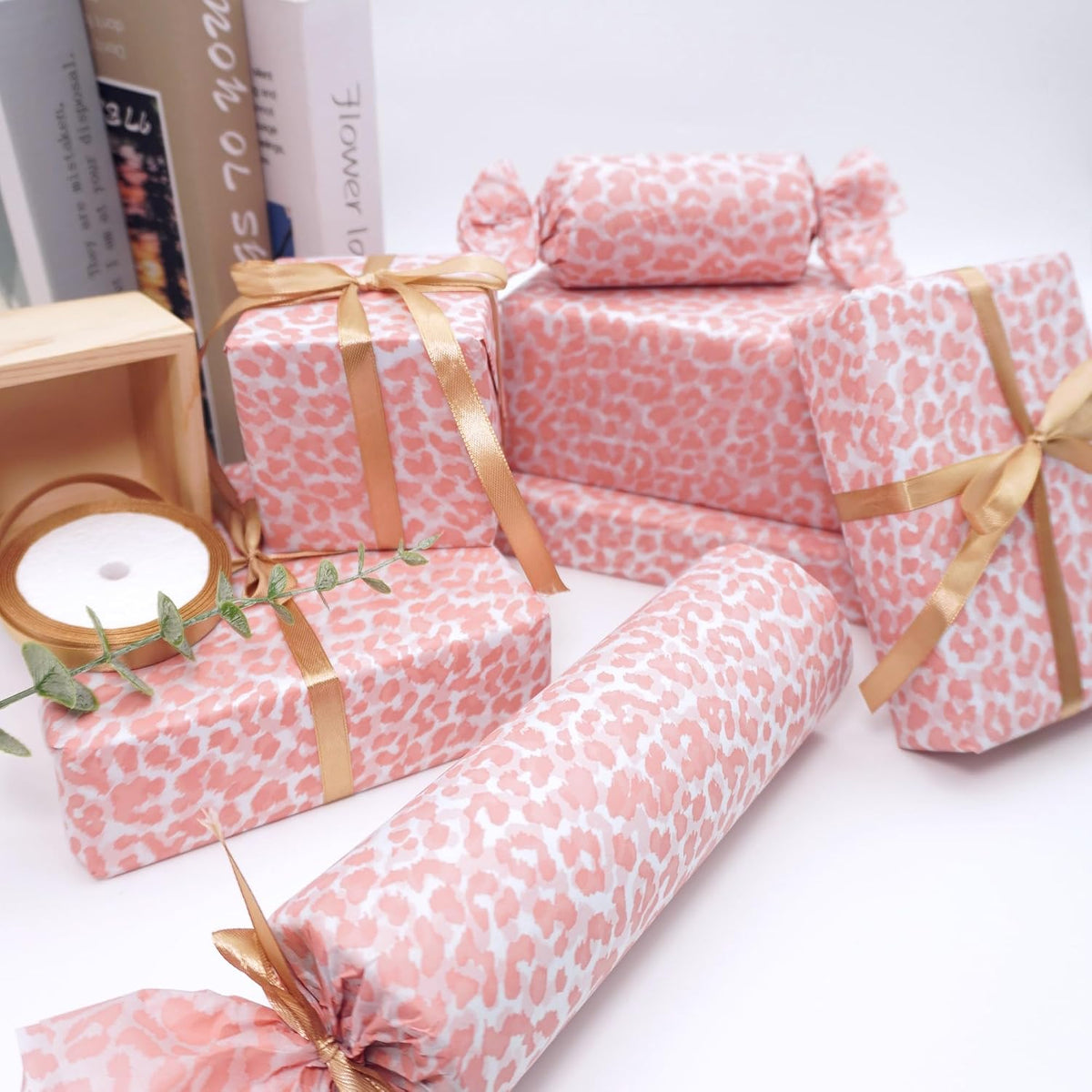 Pink Leopard Wrapping Paper 60 Sheets 20x14in uitable for Birthdays, Thanksgiving, Halloween, Christmas and Other Holidays and Party Gift Packaging. ﻿ (Pink)