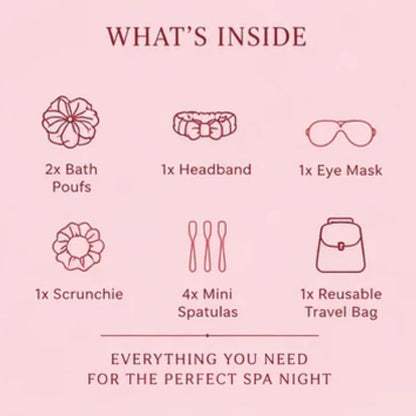 Pink Self Care Spa Gift Set for Women – Soft Girl Aesthetic Skincare Kit with Headband, Scrunchie, Bath Loofah & Cosmetic Bag – Cute Birthday, Teen Girl & Relaxation Gift