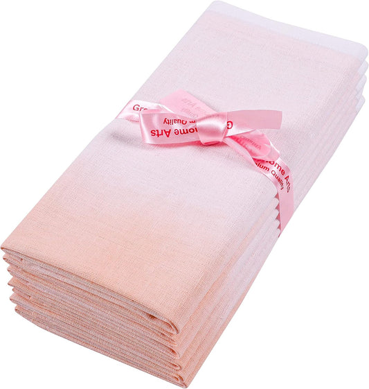 Ombre Cloth Napkins Cotton Linen 85% Cotton 15% Linen Set of 6 Cotton Linen Blend Dinner Napkins Perfect for Parties Dinners Weddings Cocktail Christmas Napkins 18x18 Ombre (Peach).