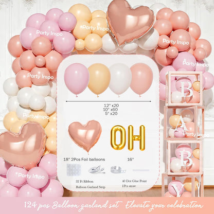 Peach Baby Shower Decorations, A Sweet Little Peach Is on the Way Party Supplies with Backdrop, Balloon Garland, Boxes, Tableware Set for Girls Summer Themed Party