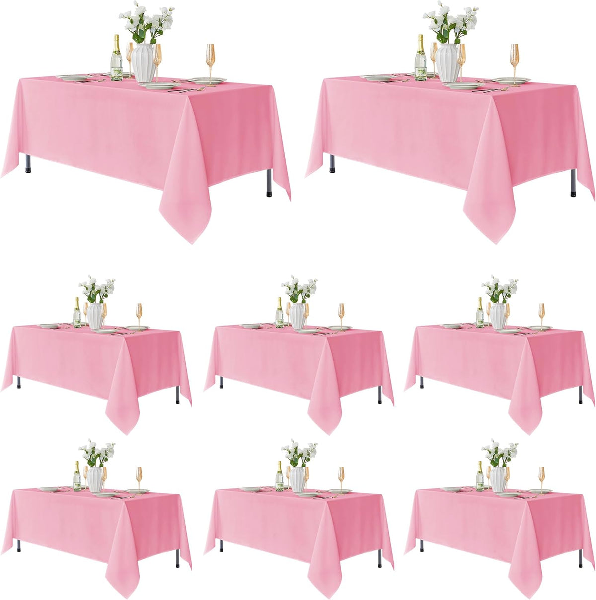 8 Pack Pink Tablecloths 60x102 Inch for 6 Ft Rectangle Tables