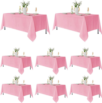 8 Pack Pink Tablecloths 60x102 Inch for 6 Ft Rectangle Tables