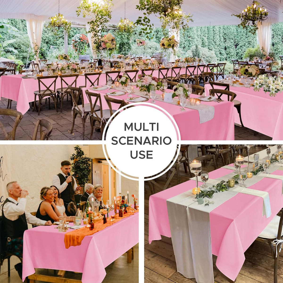 8 Pack Pink Tablecloths 60x102 Inch for 6 Ft Rectangle Tables