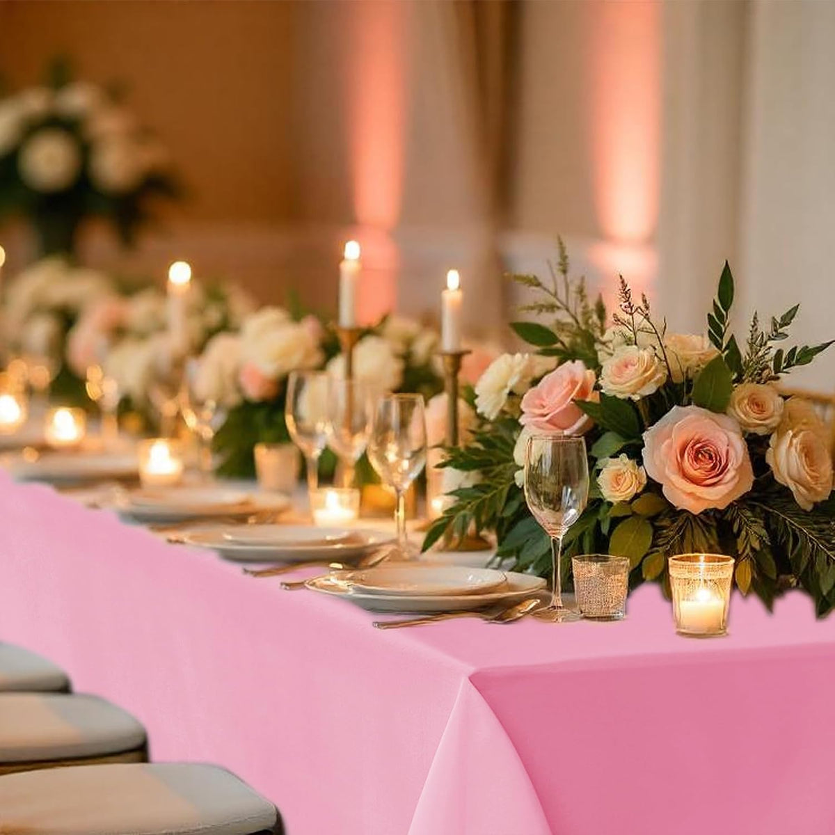 8 Pack Pink Tablecloths 60x102 Inch for 6 Ft Rectangle Tables