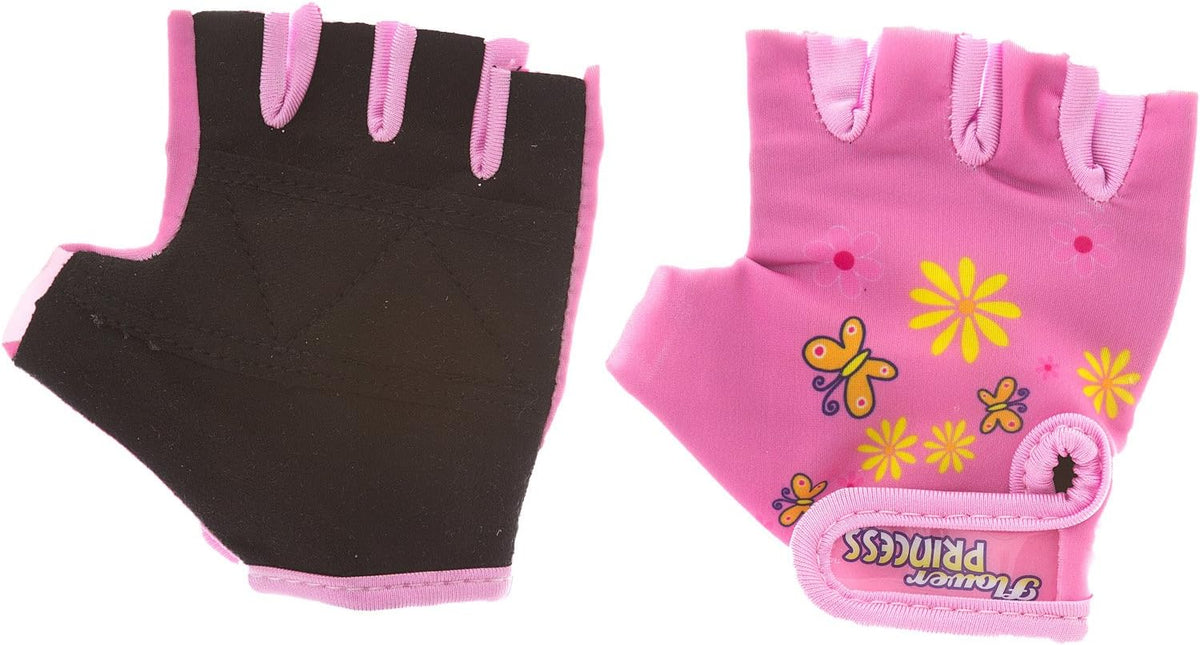 Flower Princess Multi-Sport Protective Pink Pad Set, Elbow Knee and Wrist Guards, Small-Medium