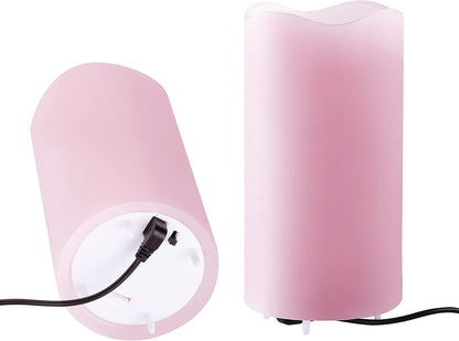 Valentines Day Decorations Flameless Candles with Romantic Pink Heart Projector Lights Battery Operated LED Candle with Remote and Timer