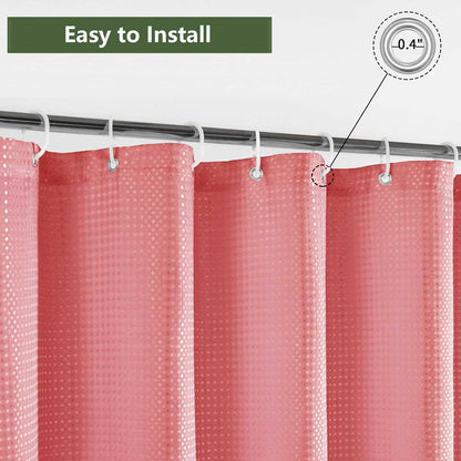 Modern Pink Shower Curtain Waffle Textured Fabric Shower Curtains for Bathroom Farmhouse Fabric Bath Curtain Set with Hooks 72x72 Inch