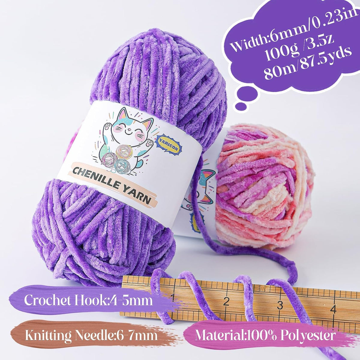 3 Pack Velvet Chenille Yarn for Crocheting and Knitting Beginners,Pink Velvet Plush Fuzzy Fluffy Chenille Yarn for Crochet Blankets/DIY Crafts(Pink)