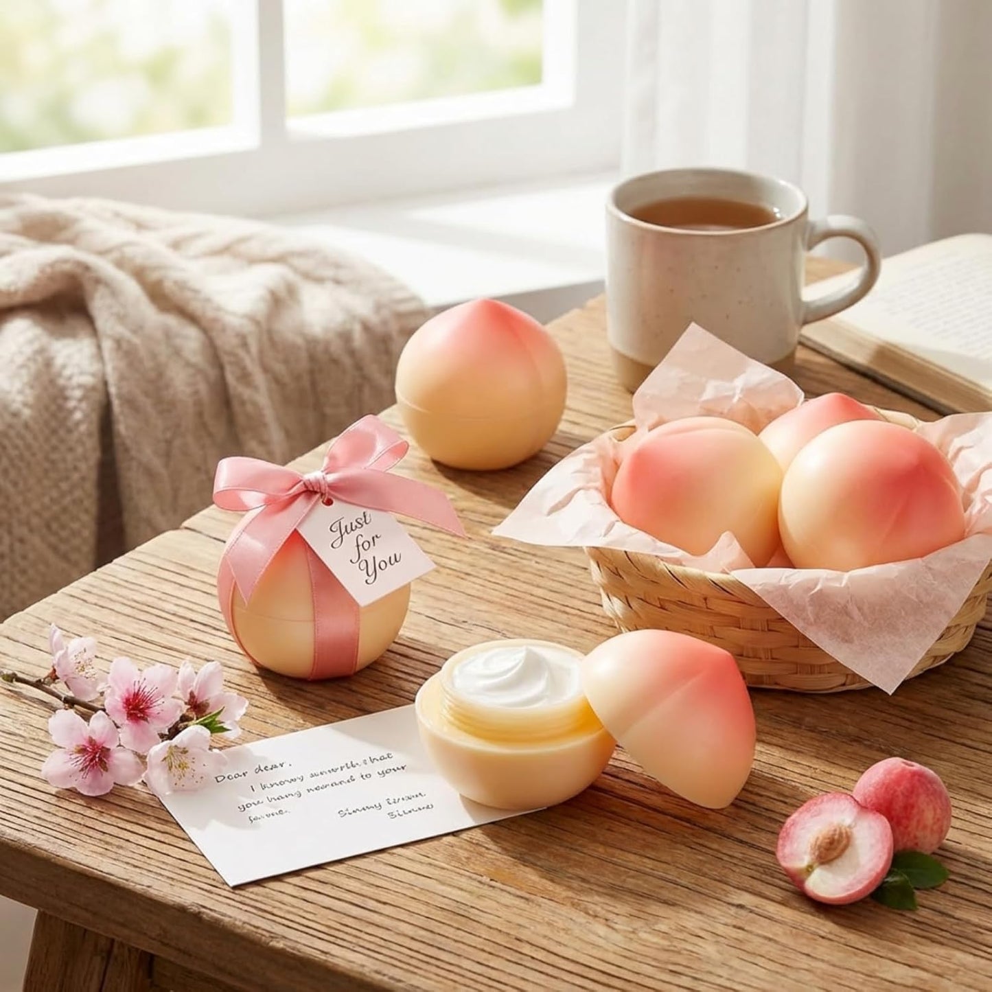 12 Pack Peach Hand Cream Set for Women, Cute Fruit Lotion, Peach Themed Gifts, Party Favors, Bulk Hand Lotions