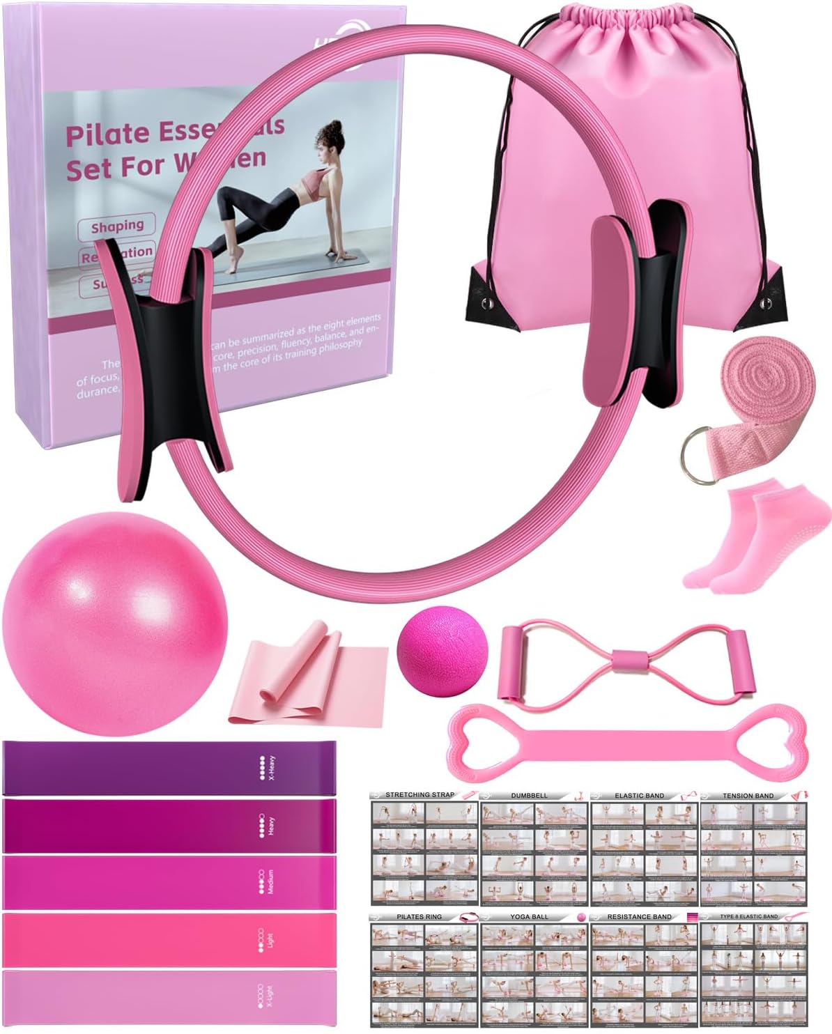 Pilates Kit for Home, Women Beginners Workout Essentials Set