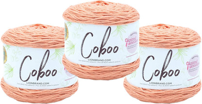 Coboo Cotton Blend Crochet Yarn, Peach, Orange, 3 Pack