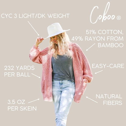Coboo Cotton Blend Crochet Yarn, Peach, Orange, 3 Pack