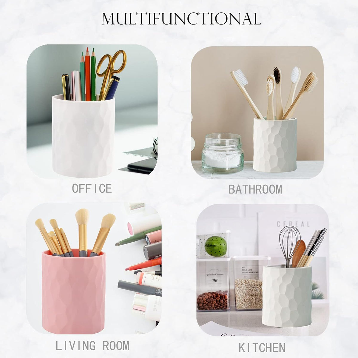 Pen Holder,Nordic Style Silicone Waterproof Pencil Holder for Desk Simple&Modern Minimalist Makeup Organizer Multifunctional Office Supplies for Home,Kids and School (Pink)