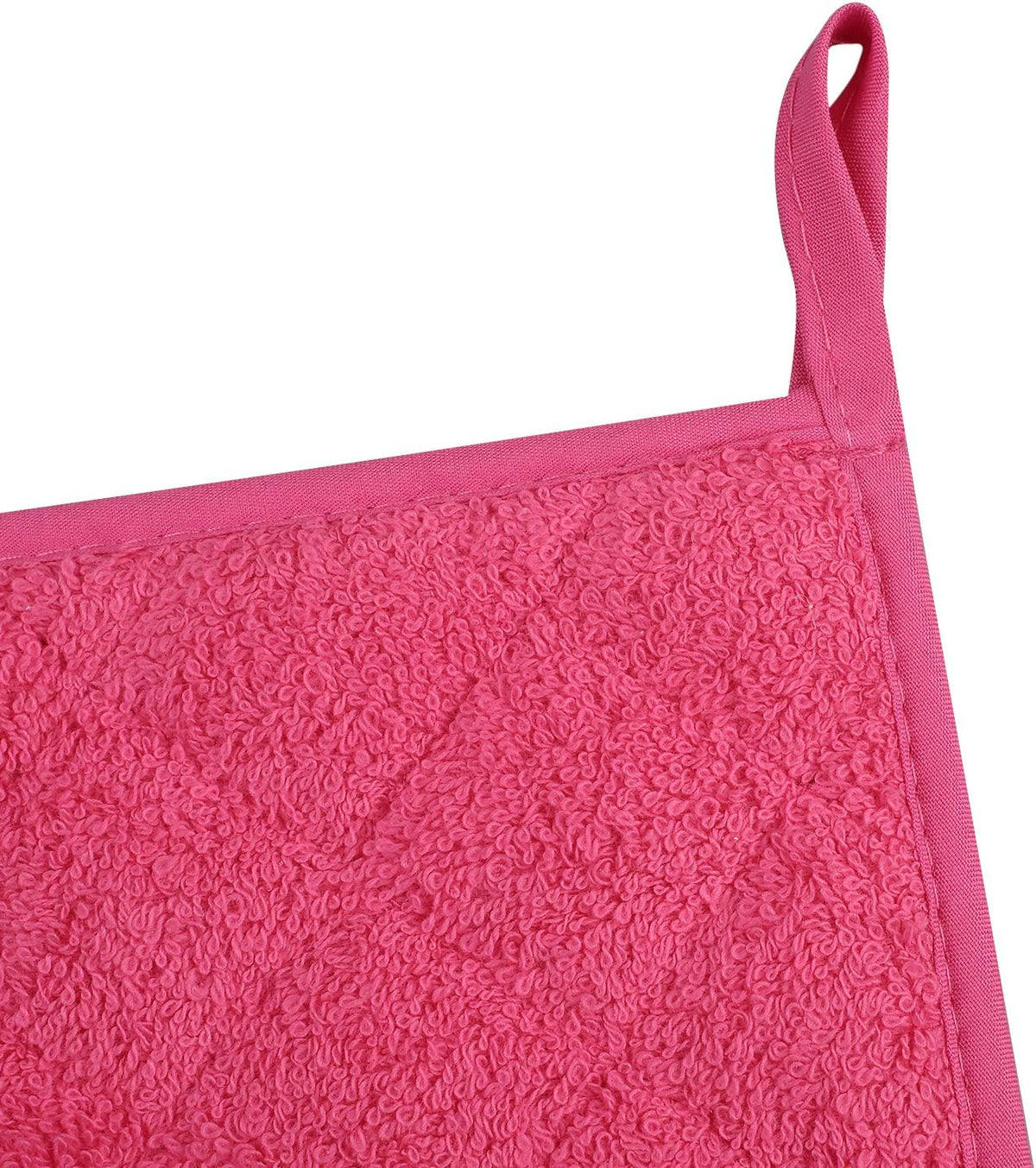 100% Cotton Kitchen Everyday Basic Terry Pot Holder Heat Resistant Coaster Potholder for Cooking and Baking Set of 5 (Dark Pink)