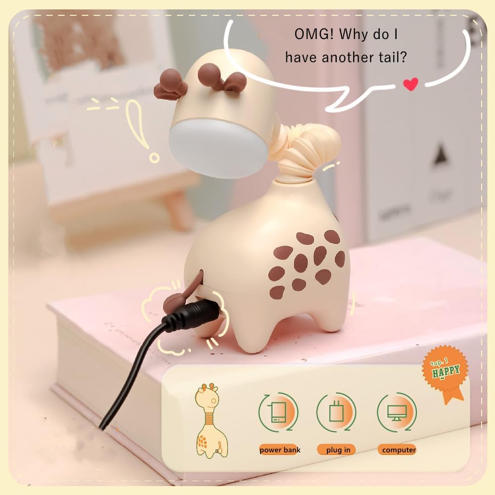 Giraffe Night Light USB Rechargeable Nursery Light Bedside Sleeping Light for Child Kids Students Birthday Party Gift Home Decor (Pink)