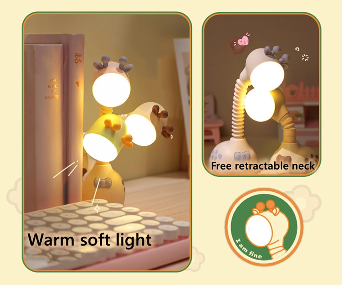 Giraffe Night Light USB Rechargeable Nursery Light Bedside Sleeping Light for Child Kids Students Birthday Party Gift Home Decor (Pink)