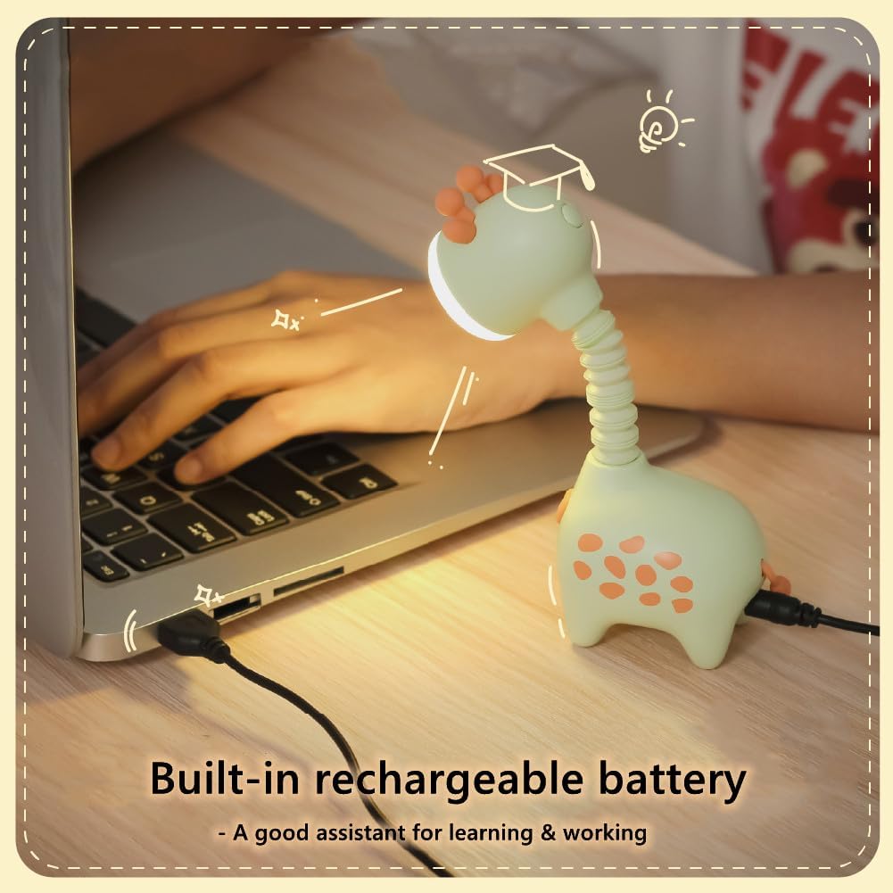 Giraffe Night Light USB Rechargeable Nursery Light Bedside Sleeping Light for Child Kids Students Birthday Party Gift Home Decor (Pink)