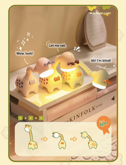Giraffe Night Light USB Rechargeable Nursery Light Bedside Sleeping Light for Child Kids Students Birthday Party Gift Home Decor (Pink)