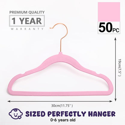 Baby Velvet Hangers 50 Pack 11.8 Inch Kids Infant Toddler Non-Slip