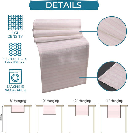Blush Pink Line Striped Table Runner and Placemats for Dining Table, Burlap Coffee Table Runner 90 Inch Long Farmhouse Pink Stripes Washable Table Mats for Kitchen Party Farmhouse Placemats Set of 6
