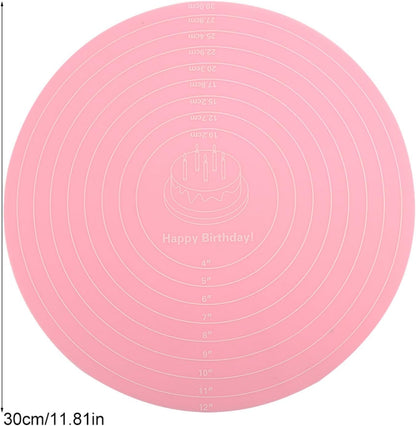 Dough Mat, Silicone Pastry Mat, Kneading Mat, With Measurements, for Making Cakes, Cookies, Macarons Bread and Pastry, 11.81x11.81x0.04 inch, Pink