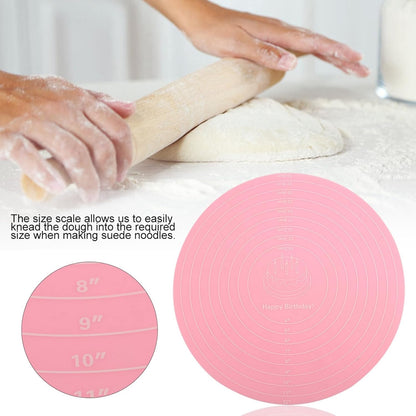 Dough Mat, Silicone Pastry Mat, Kneading Mat, With Measurements, for Making Cakes, Cookies, Macarons Bread and Pastry, 11.81x11.81x0.04 inch, Pink