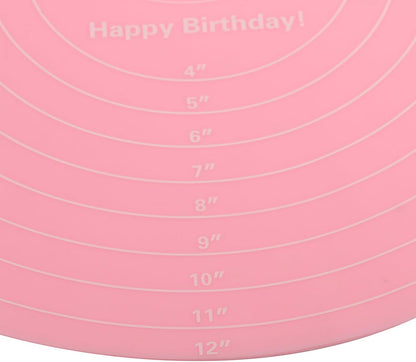 Dough Mat, Silicone Pastry Mat, Kneading Mat, With Measurements, for Making Cakes, Cookies, Macarons Bread and Pastry, 11.81x11.81x0.04 inch, Pink