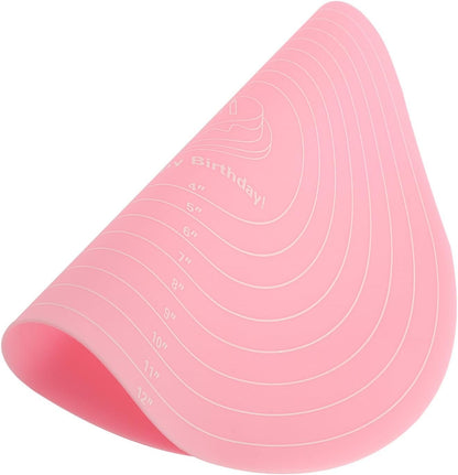 Dough Mat, Silicone Pastry Mat, Kneading Mat, With Measurements, for Making Cakes, Cookies, Macarons Bread and Pastry, 11.81x11.81x0.04 inch, Pink