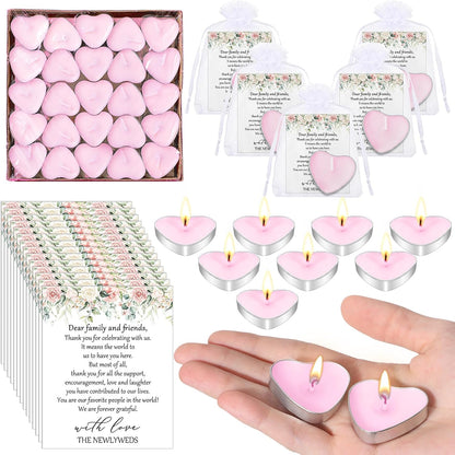 100 Sets Wedding Favors for Guests Bulk,Heart Candles