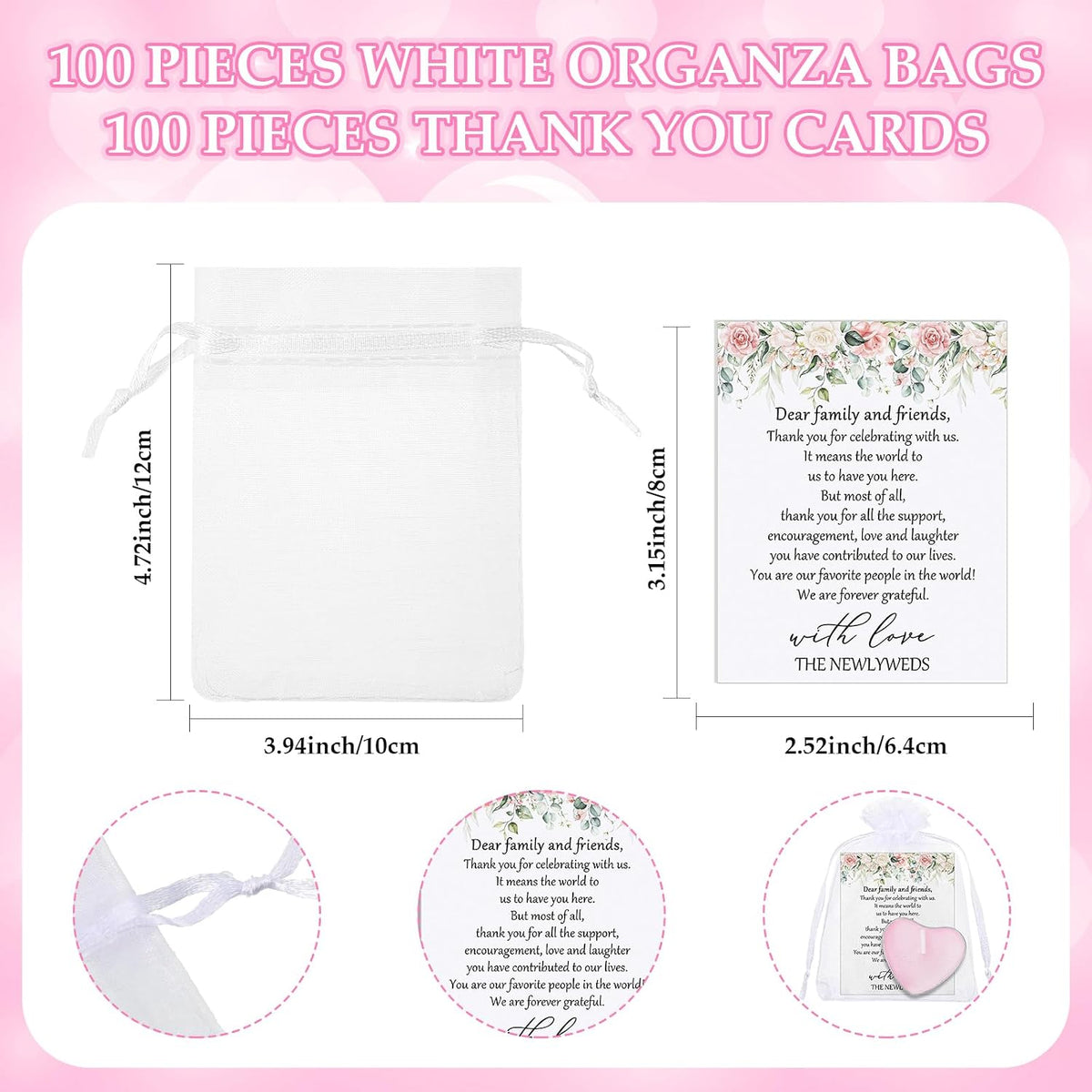 100 Sets Wedding Favors for Guests Bulk,Heart Candles