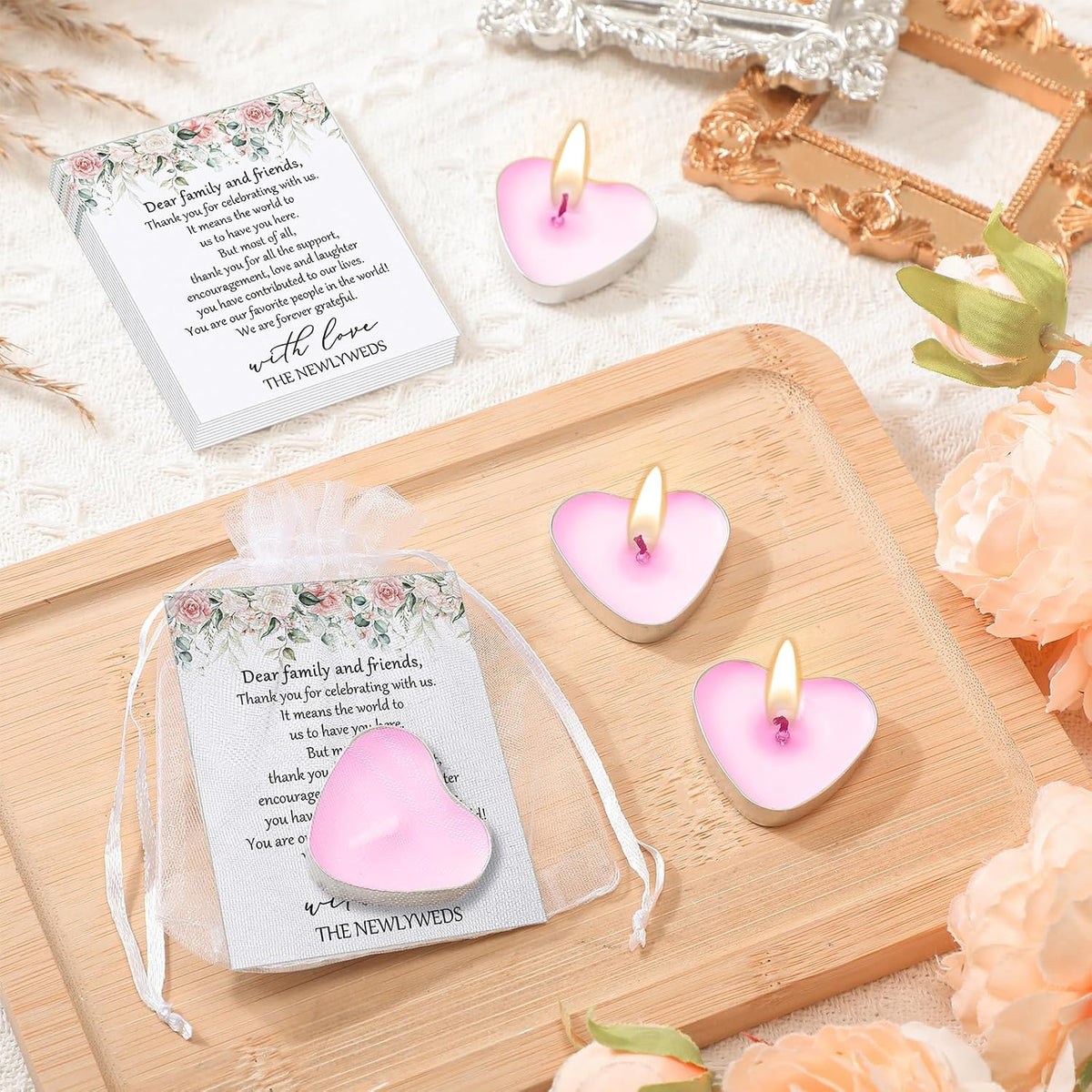 100 Sets Wedding Favors for Guests Bulk,Heart Candles